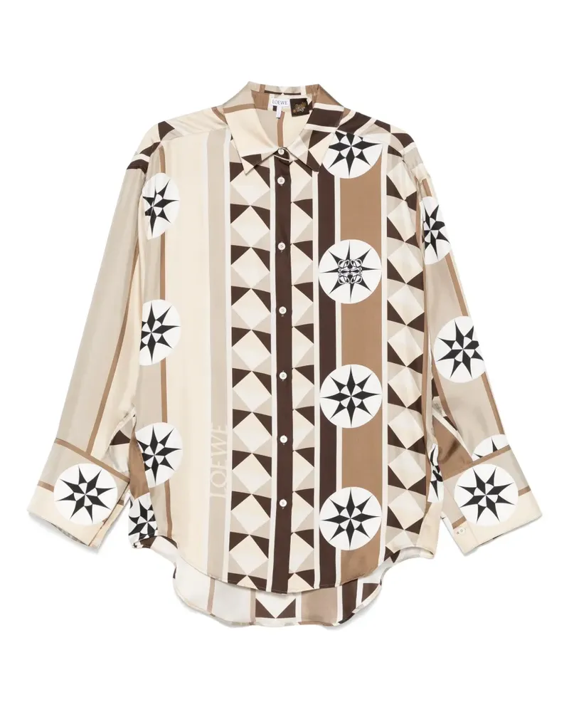 Loewe Seidenhemd mit abstraktem Print - Nude Nude