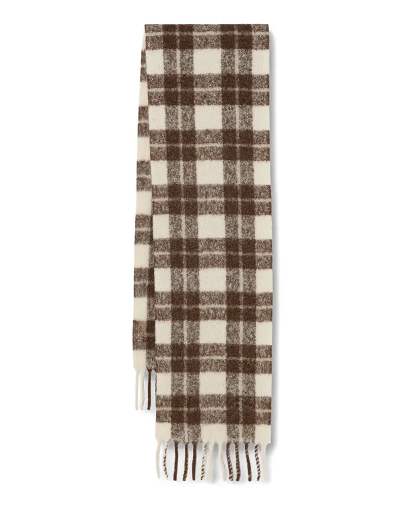 Marc O'Polo check-pattern fringed scarf - Braun Braun