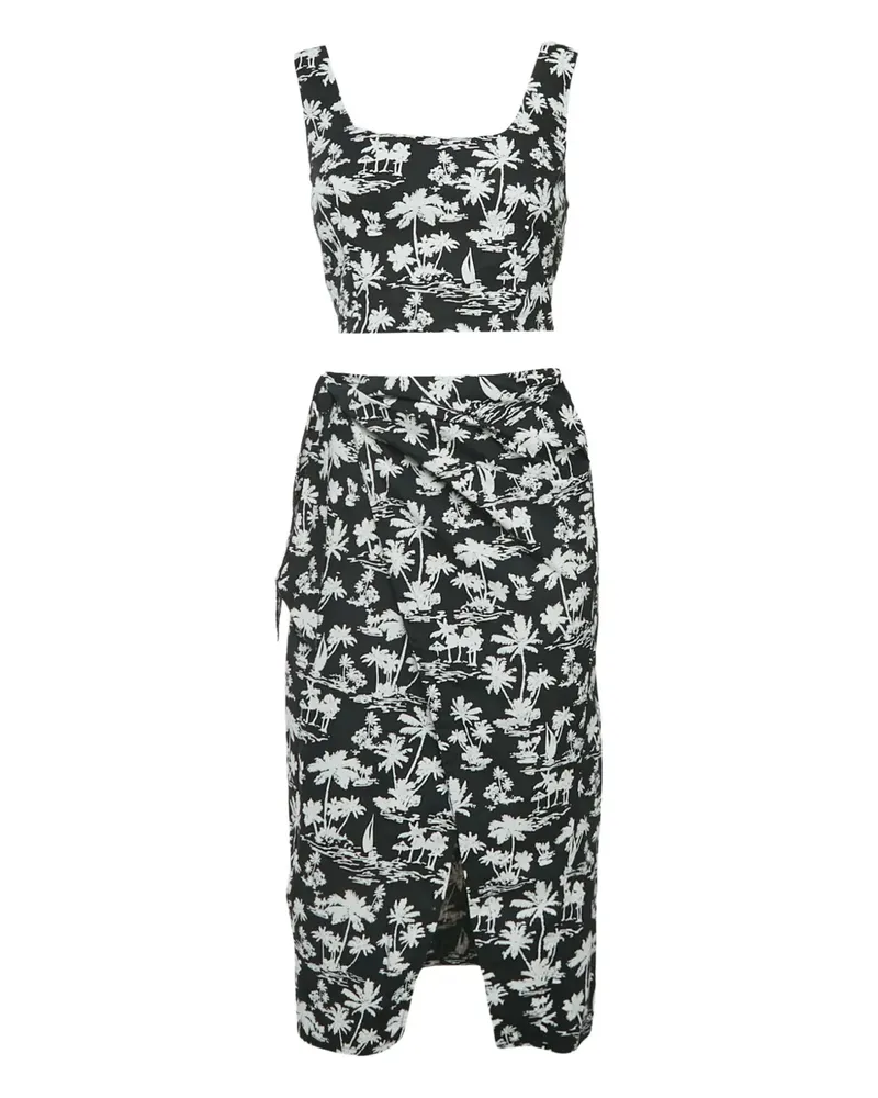 Maje Gewickelter Anzug mit tropischem Print - Schwarz Schwarz