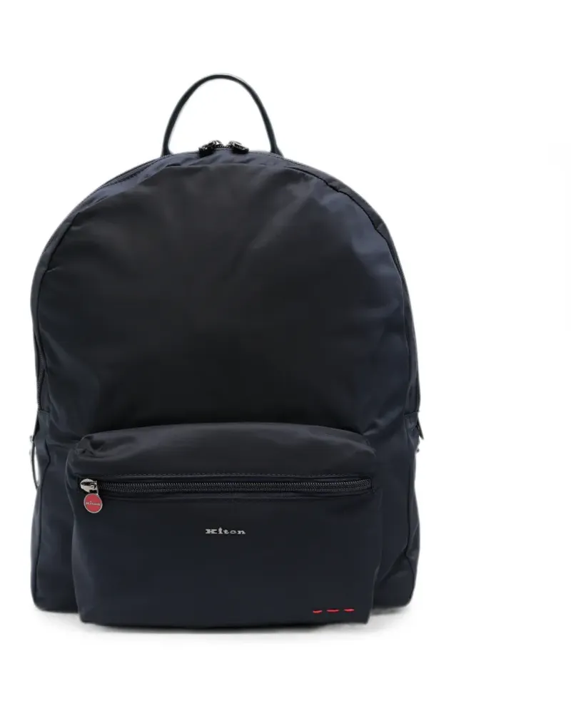 Kiton logo-plaque zip-fastening backpack - Blau Blau