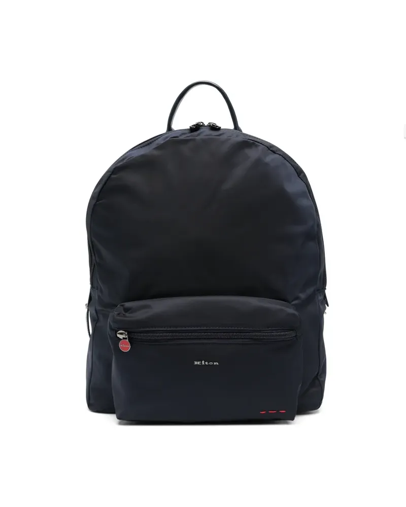 Kiton Rucksack mit Logo-Schild - Blau Blau