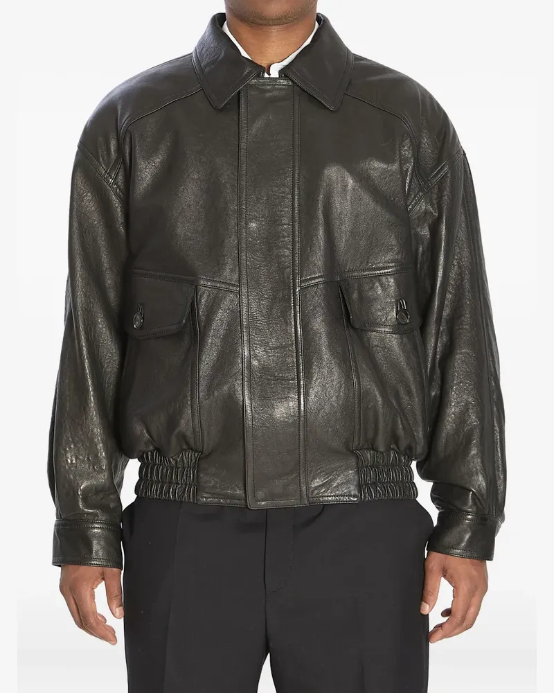 Saint Laurent Lederjacke mit Pattentaschen - Schwarz Schwarz