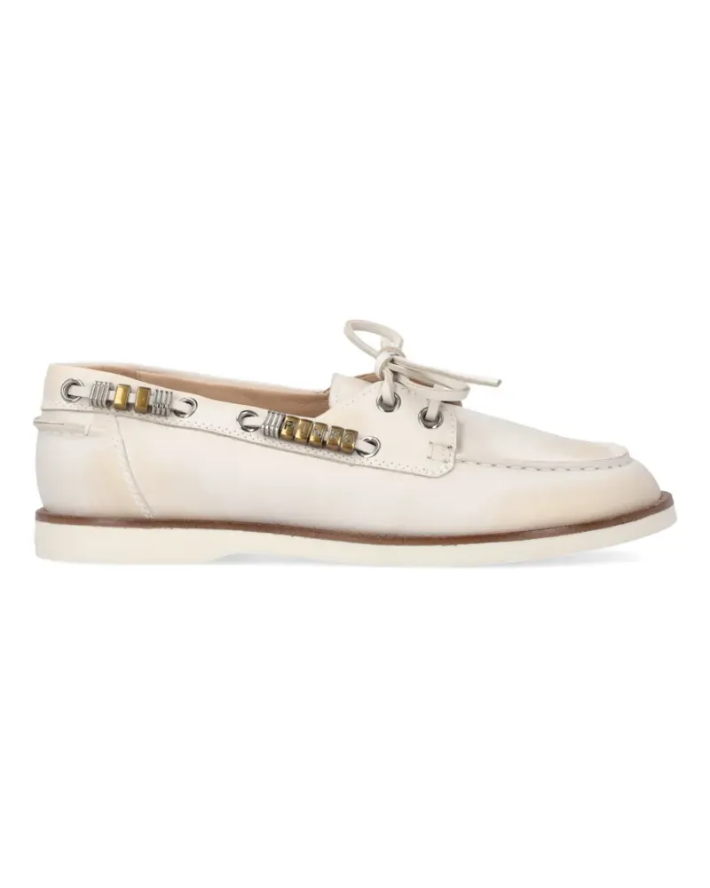 Pinko bead-embellished leather loafers - Nude Nude