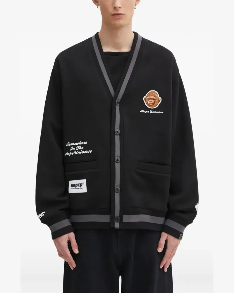 BAPE Bestickter Cardigan mit V-Ausschnitt - Schwarz Schwarz