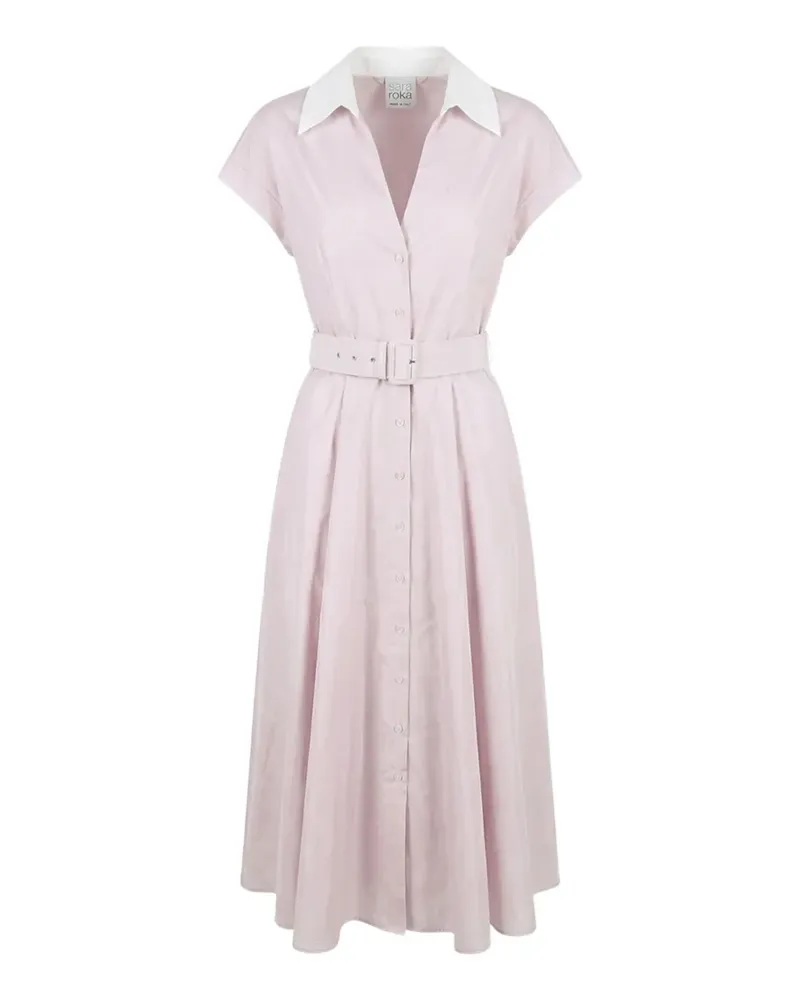 Sara Roka midi Cheri front-buttons belted dress - Rosa Rosa