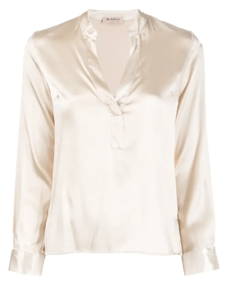 Blanca Bluse mit V-Ausschnitt - Nude Nude