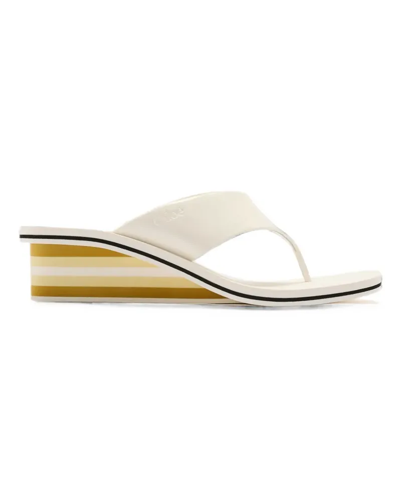Chloé striped wedge-heel flip-flops - Nude Nude