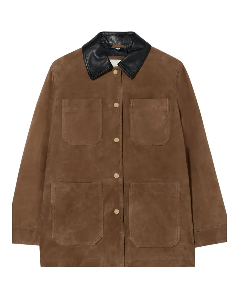 Brooks Brothers contrast-collar suede jacket - Braun Braun