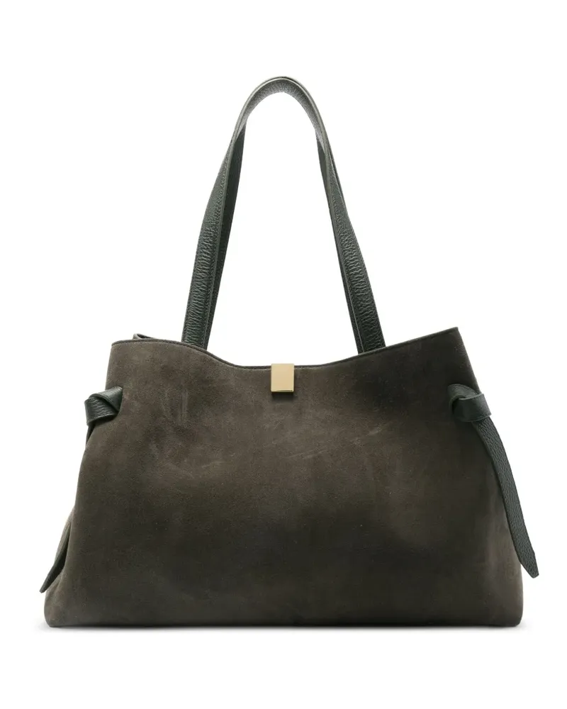 YUZEFI Gyoza Wildleder-Tote Bag mit Schnürung - Grün Grün