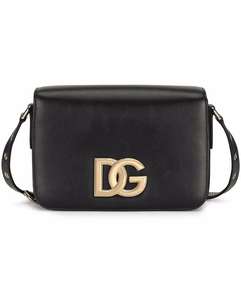 Dolce & Gabbana Umhängetasche mit Logo-Schild - Schwarz Schwarz