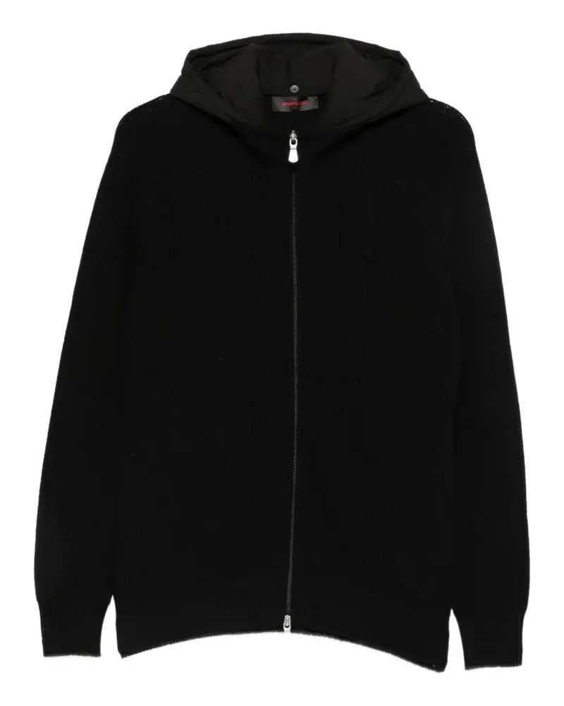Gran Sasso Gerippter Hoodie - Schwarz Schwarz