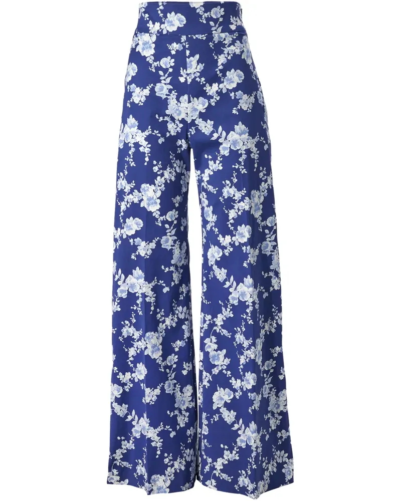 Carolina Herrera New York Weite Hose mit Blumen-Print - Blau Blau