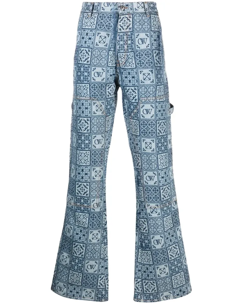 OFF-WHITE Schlagjeans im Workwear-Look mit Print - Blau Blau