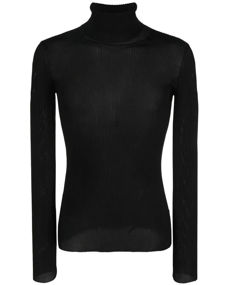 OFF-WHITE Fein gerippter Helvet Pullover - Schwarz Schwarz