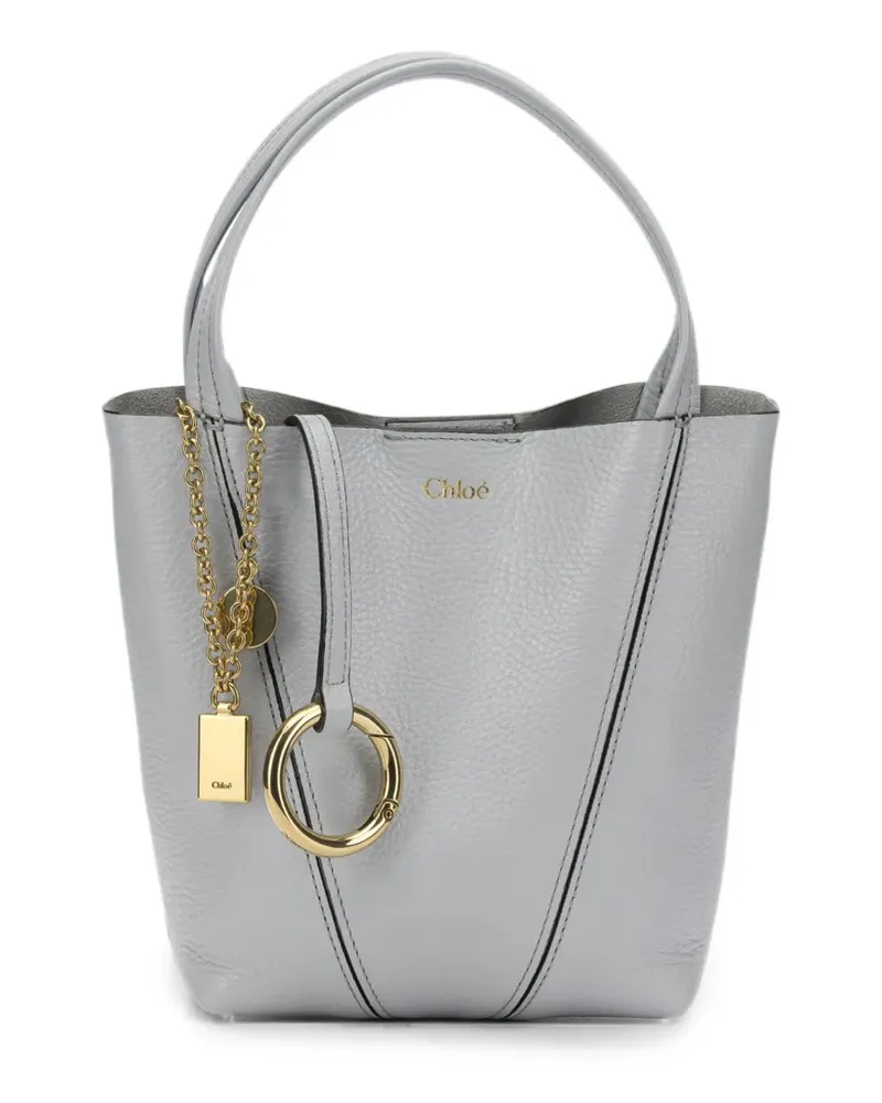 Chloé small Spin grained leather tote bag - Grau Grau