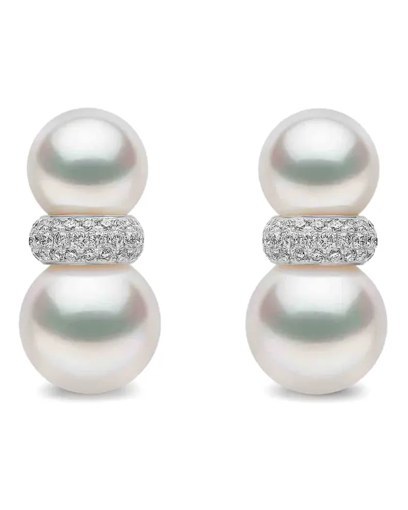 YOKO London Glitz South Sea Hängeohrringe mit Perlen und Diamanten - Silber Silber