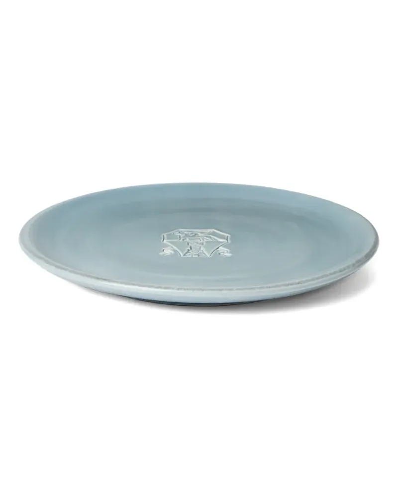 Brunello Cucinelli Teller mit Logo-Prägung - Blau Blau