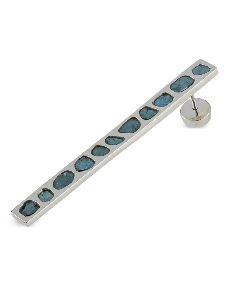 Parts Of Four Plate Sterlingsilber-Ohrring mit blauem Diamanten - Grau Grau