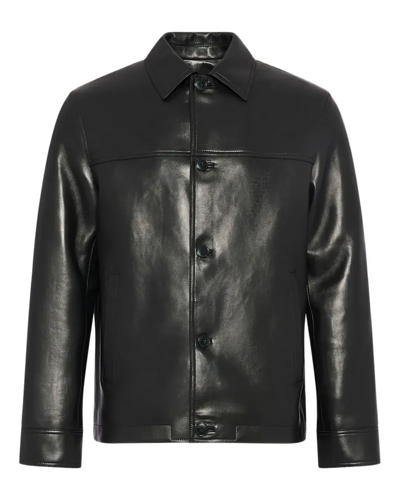 Yves Salomon Lammlederjacke mit Knopfverschluss - Schwarz Schwarz