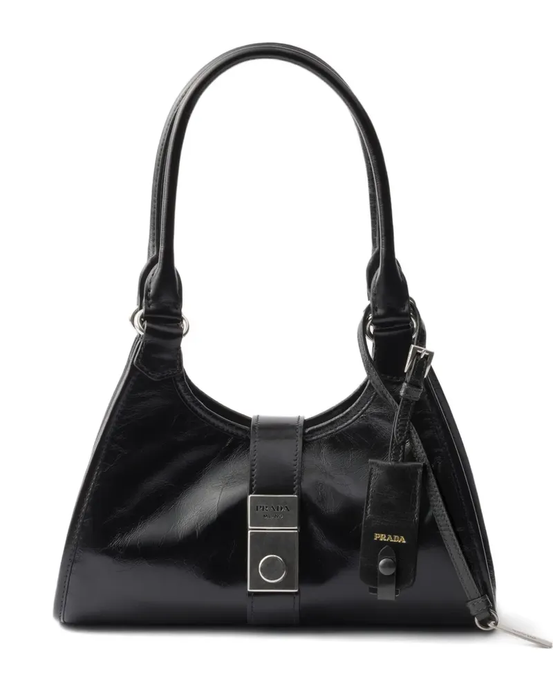 Prada Kleiner Tote Bag mit Push-Lock-Verschluss - Schwarz Schwarz