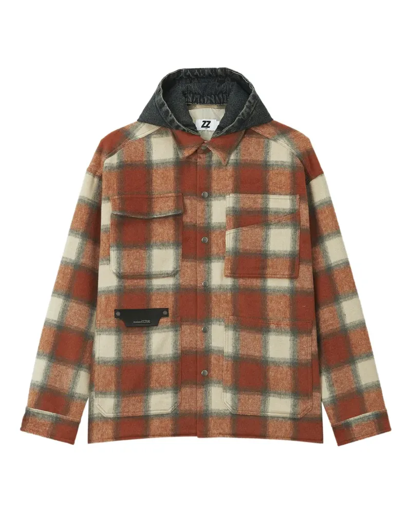 Izzue check hooded jacket - Orange Orange