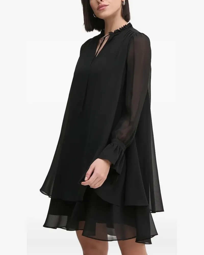 JOOP! Minikleid im Layering-Look mit Rüschenkragen - Schwarz Schwarz