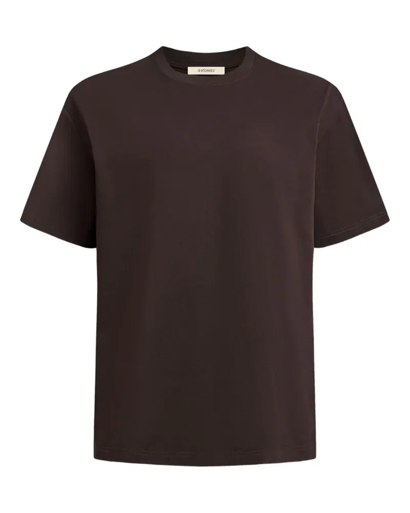 12 STOREEZ T-Shirt mit rundem Ausschnitt - Braun Braun