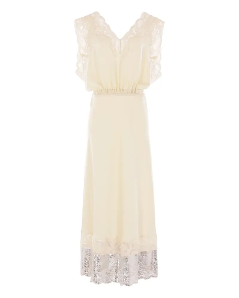 Paco Rabanne Midikleid mit Spitzenbesatz - Nude Nude