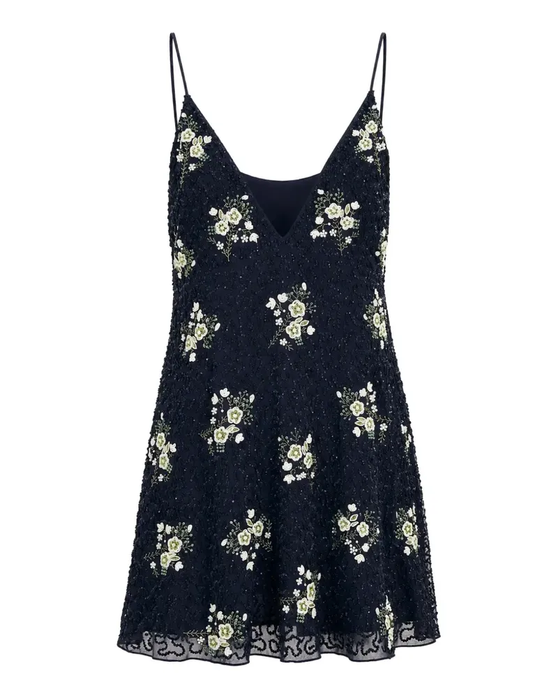 Antik Batik Bibi Minikleid mit Pailletten und Blumenstickerei - Blau Blau