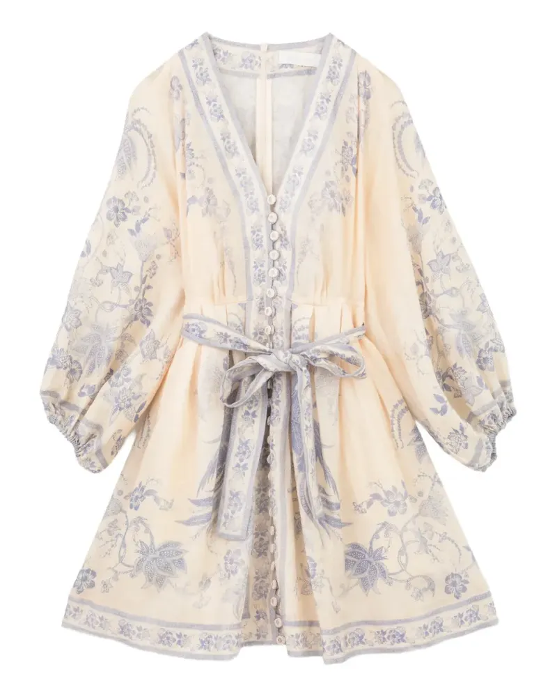 Zimmermann floral-print belted dress - Nude Nude