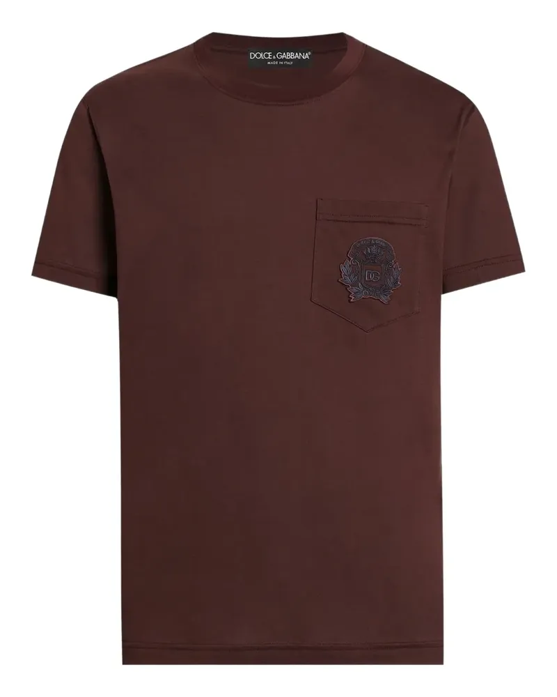 Dolce & Gabbana T-Shirt mit Logo-Patch - Braun Braun