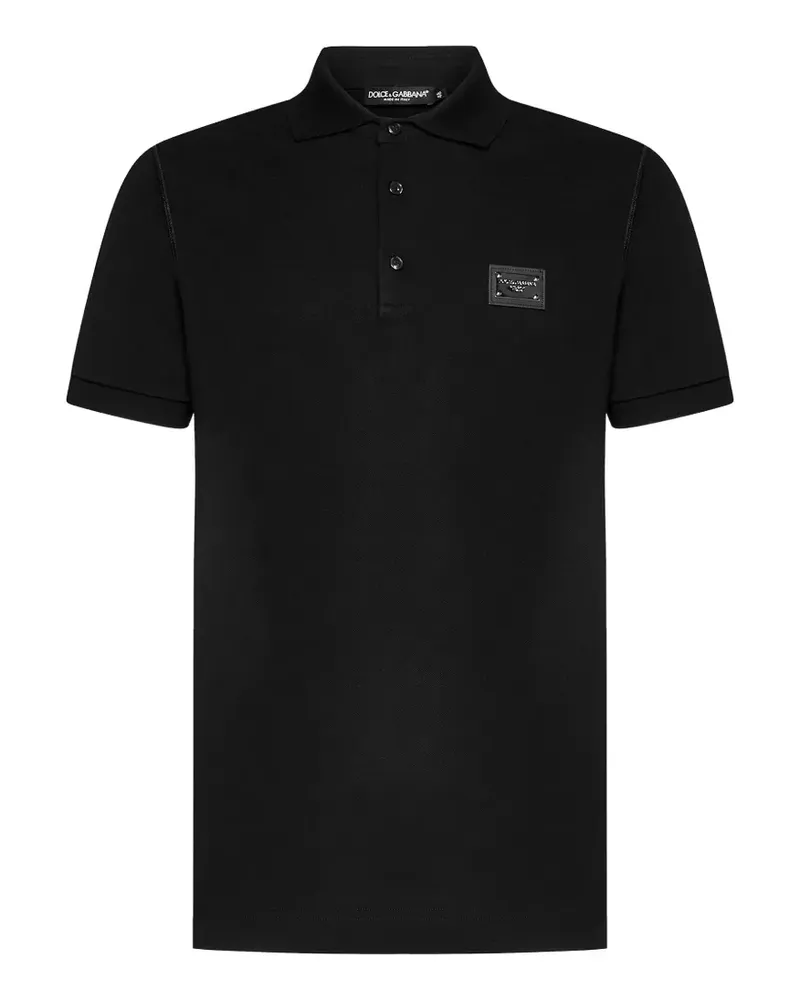 Dolce & Gabbana logo-plaque polo shirt - Schwarz Schwarz