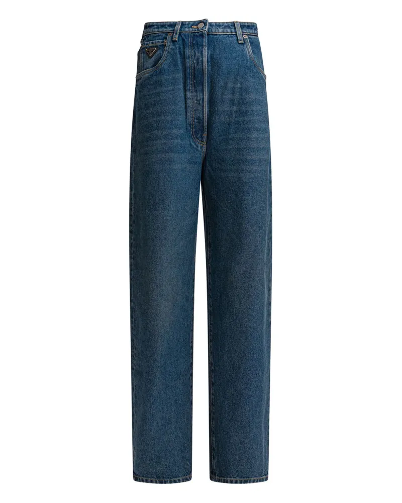 Prada Jeans mit Logo-Schild - Blau Blau