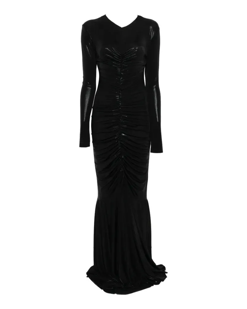 Norma Kamali long-sleeve ruched maxi dress - Schwarz Schwarz