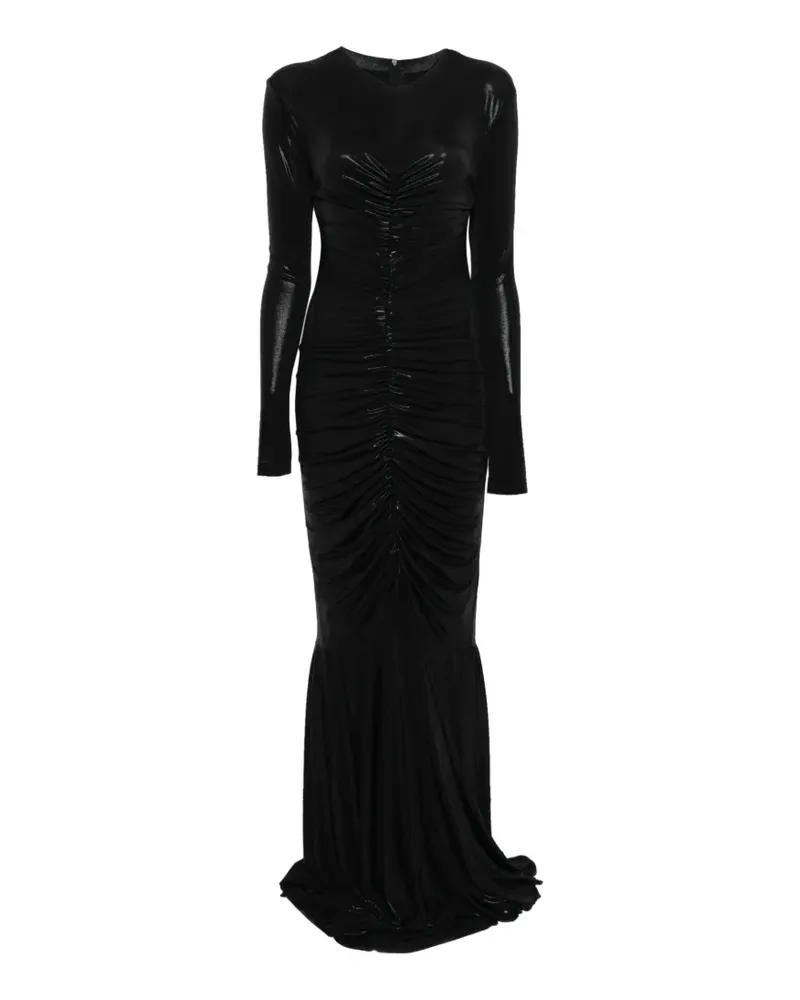 Norma Kamali long-sleeve ruched maxi dress - Schwarz Schwarz
