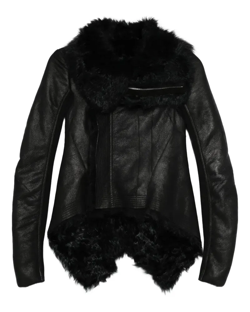 Rick Owens Lederjacke mit Pelzborten - Schwarz Schwarz