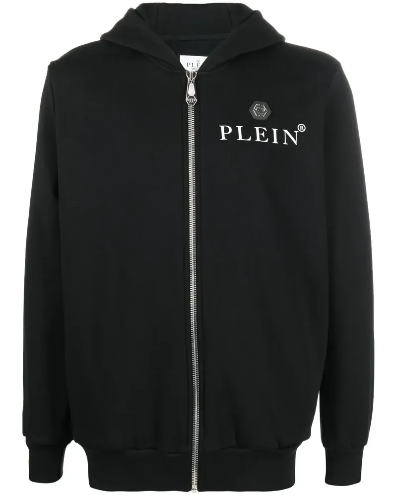 Philipp Plein Kapuzenjacke mit Logo-Print - Schwarz Schwarz