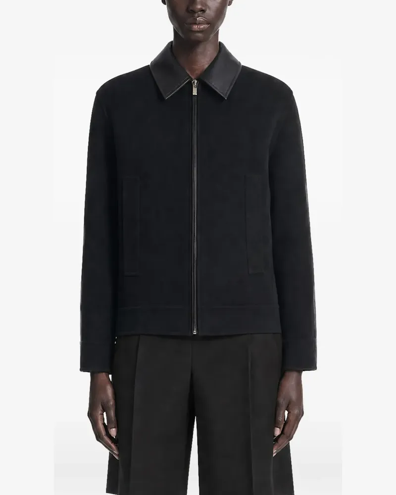 Max Mara leather-trim zip-up jacket - Schwarz Schwarz