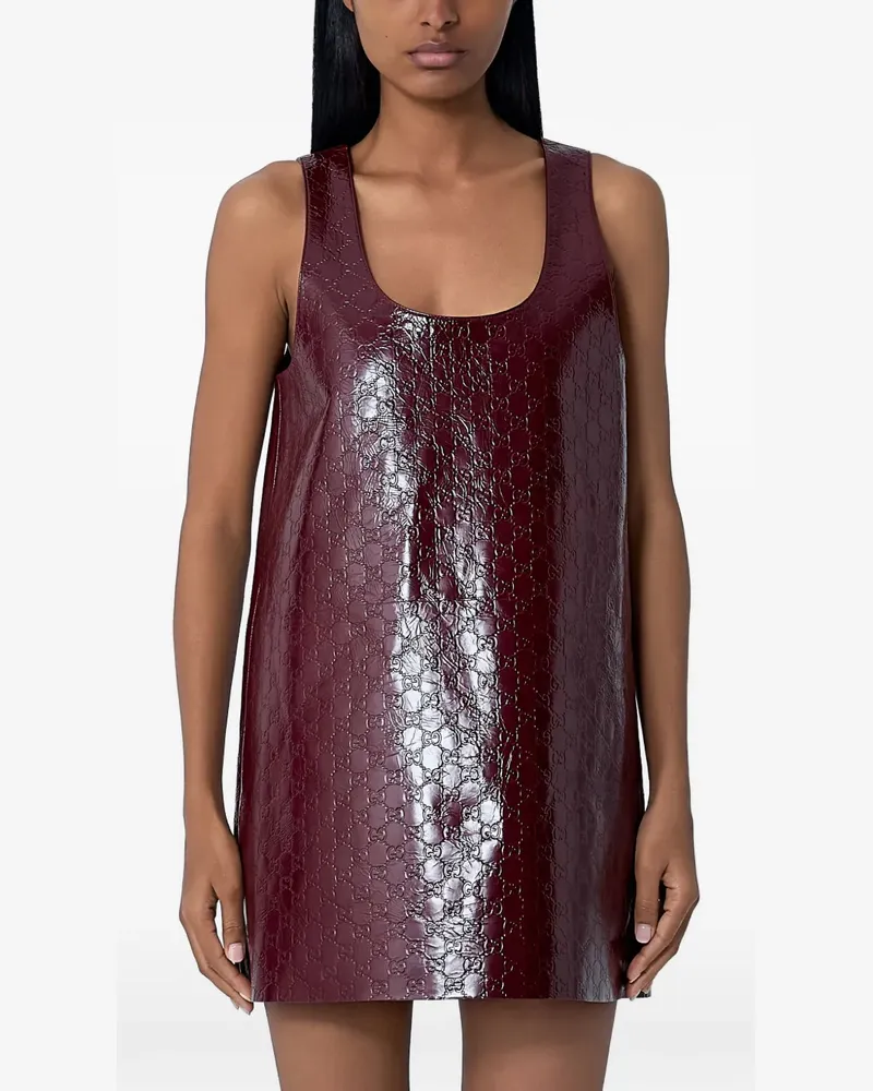 Gucci logo-embossed scoop-neck mini dress - Rot Rot