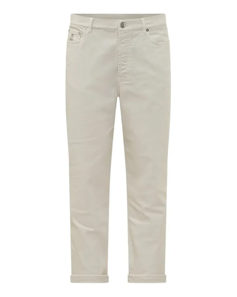 Brunello Cucinelli logo-patch trousers - Nude Nude