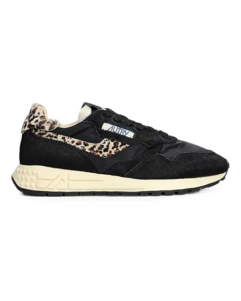 AUTRY Reelwind Low leopard-print panelled sneakers - Schwarz Schwarz