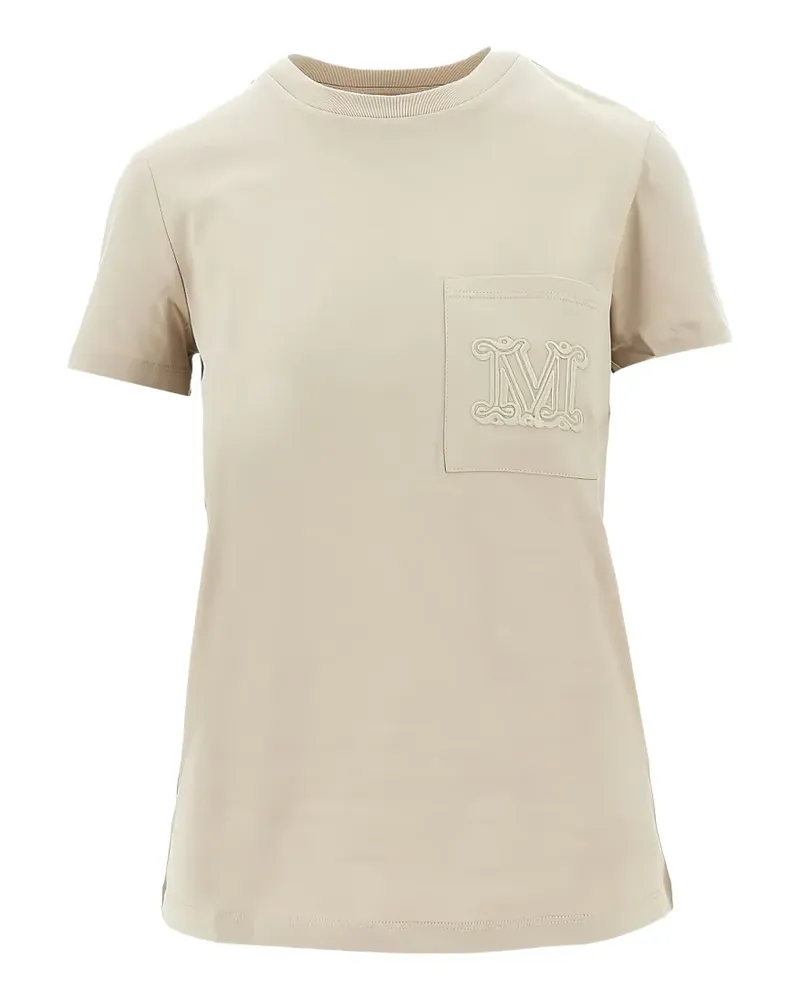 Max Mara T-Shirt mit bestickter Brusttasche - Nude Nude