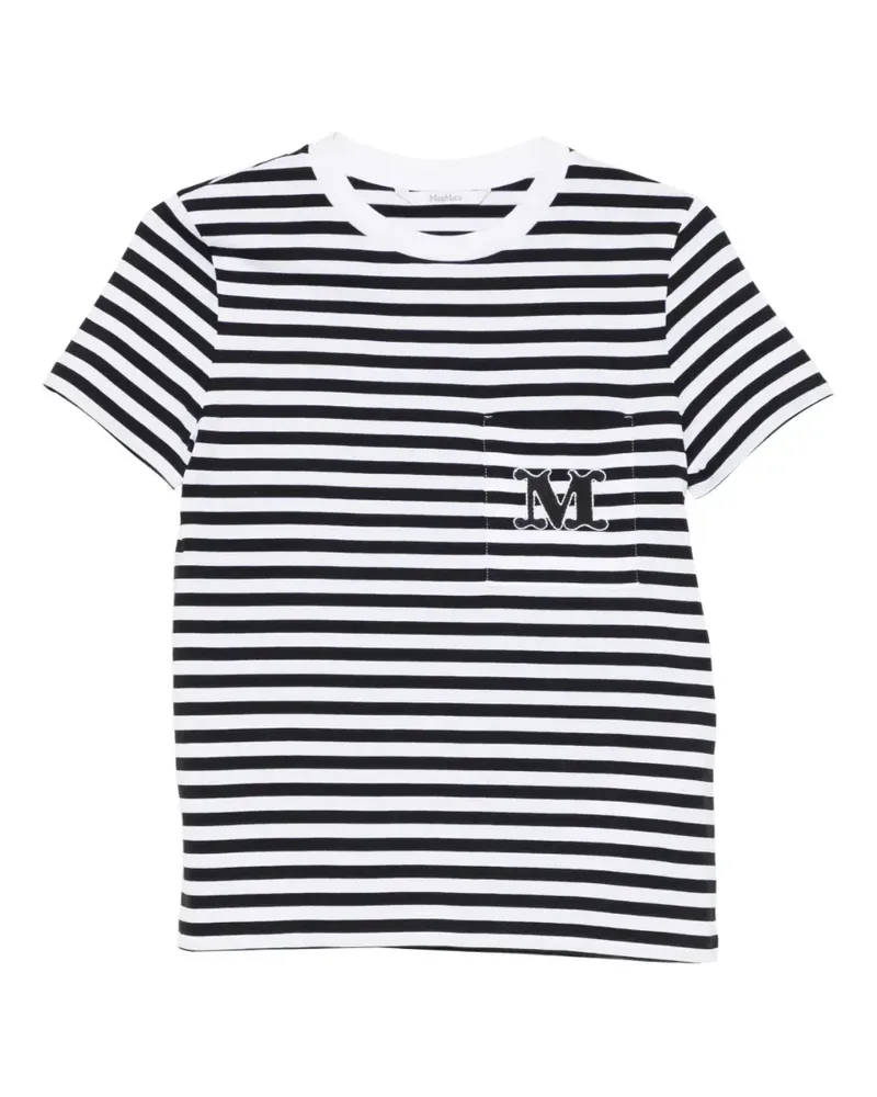 Max Mara T-Shirt mit bestickter Brusttasche - Schwarz Schwarz