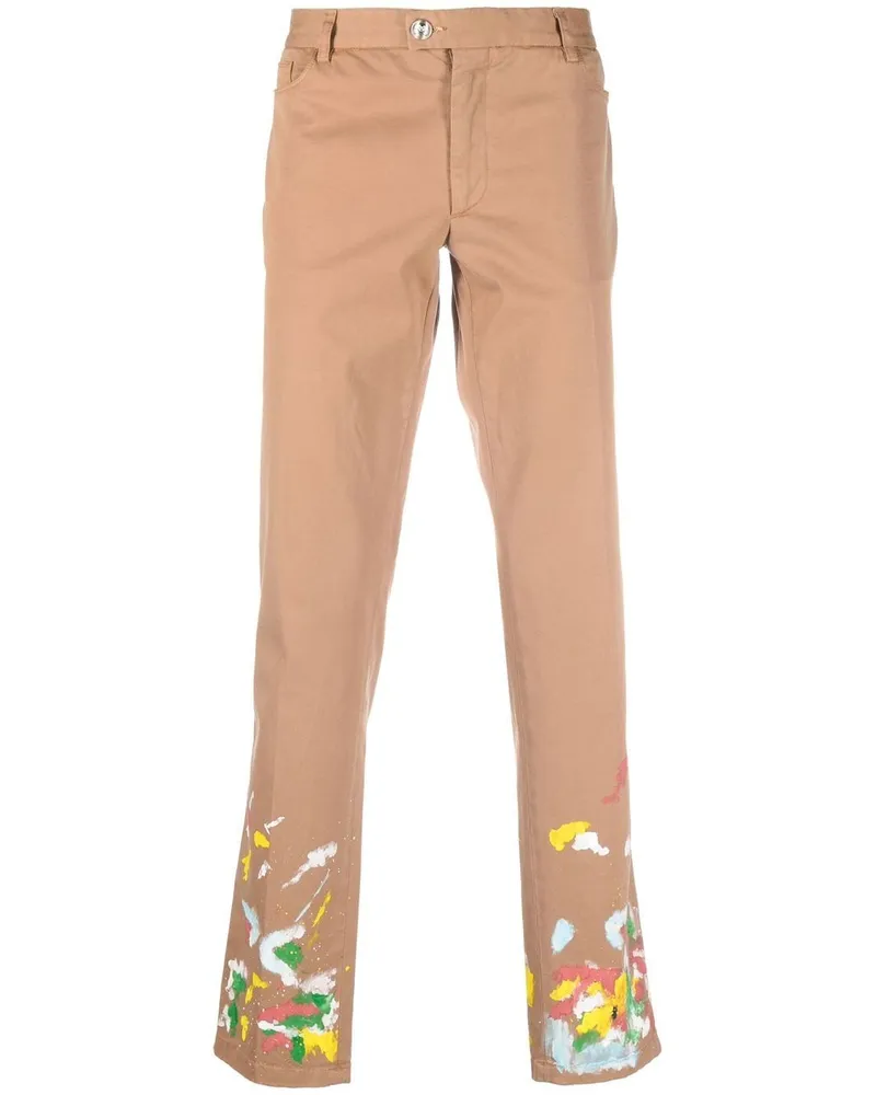 Philipp Plein Chino mit Farbklecksen - Braun Braun