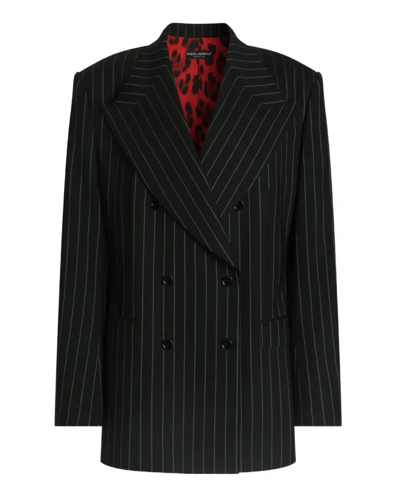 Dolce & Gabbana Doppelreihige Jacke aus Wolle mit Nadelstreifen - Schwarz Schwarz
