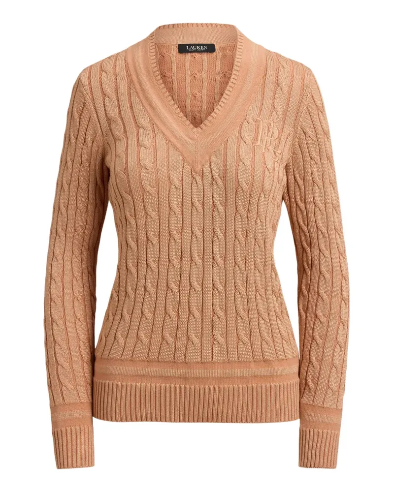 Ralph Lauren cable-knit monogram-embroidered jumper - Rosa Rosa