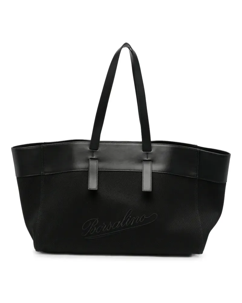 Borsalino Shopper mit Logo-Stickerei - Schwarz Schwarz