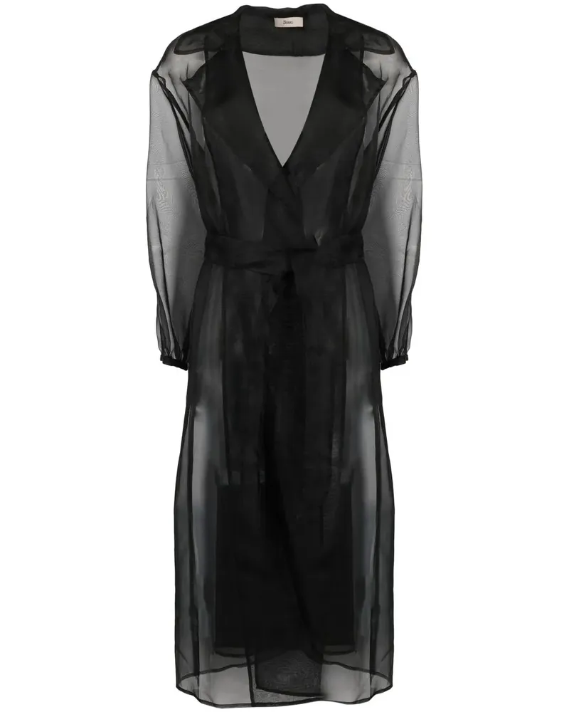 Herno Mantel mit Gürtel - Schwarz Schwarz