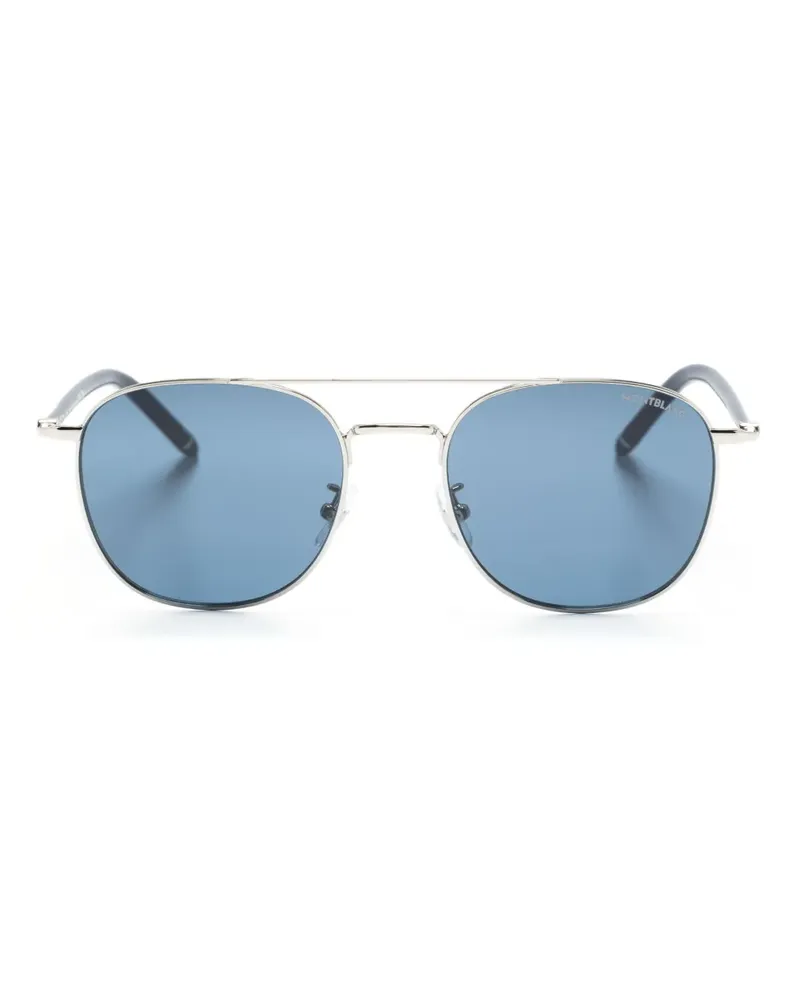Montblanc Pilotenbrille mit Logo-Schild - Blau Blau