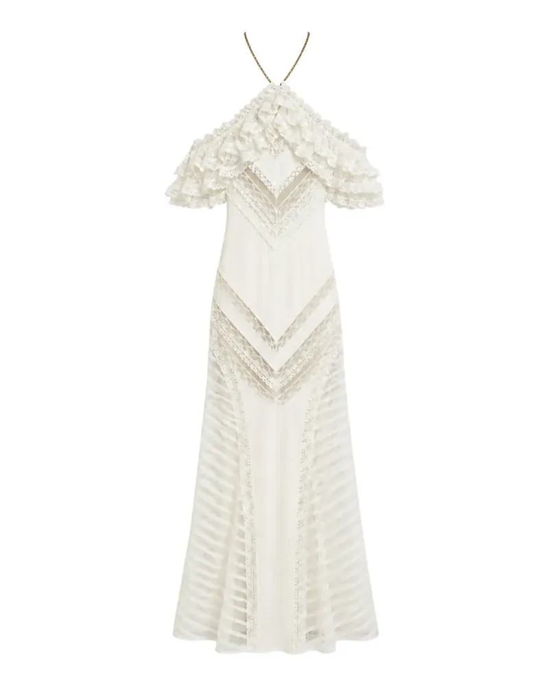 Amen lace-panelled ruffled maxi dress - Weiß Weiß